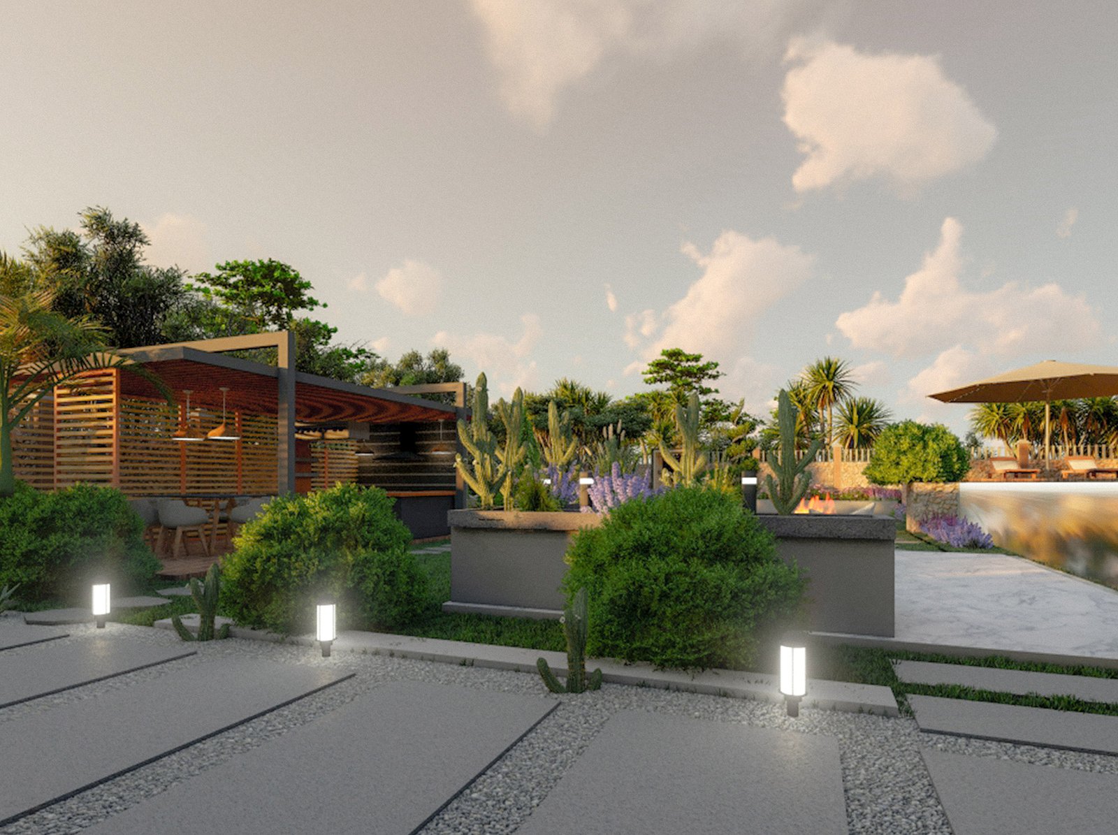 اسم وموقع المشروع :  استراحة خاصة – الامارات العين      التصنيف :  حديقة - خاص     المساحة :  400 متر مربع    حالة المشروع :   قيد الانشاء