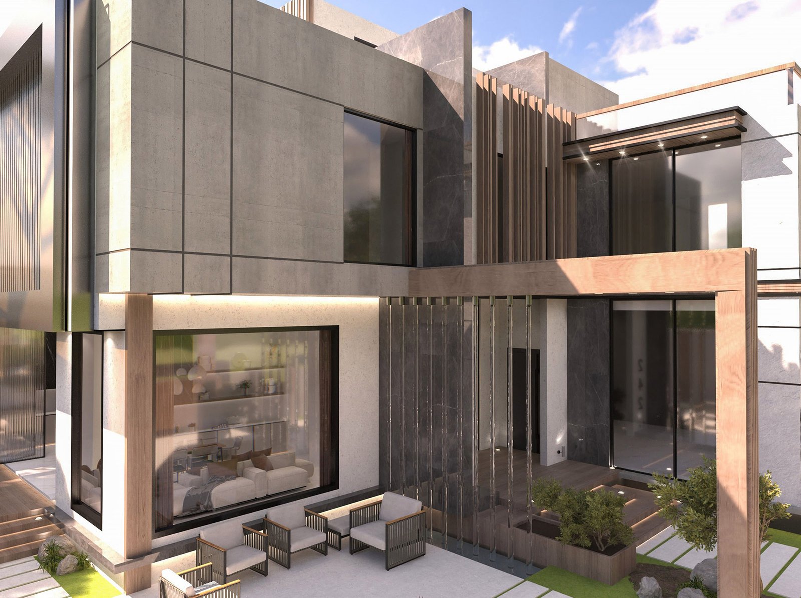 اسم وموقع المشروع :  الفخامة الراقية – الامارات الشارقة      التصنيف :  سكني     المساحة :  950 متر مربع    حالة المشروع :   قيد الانشاء