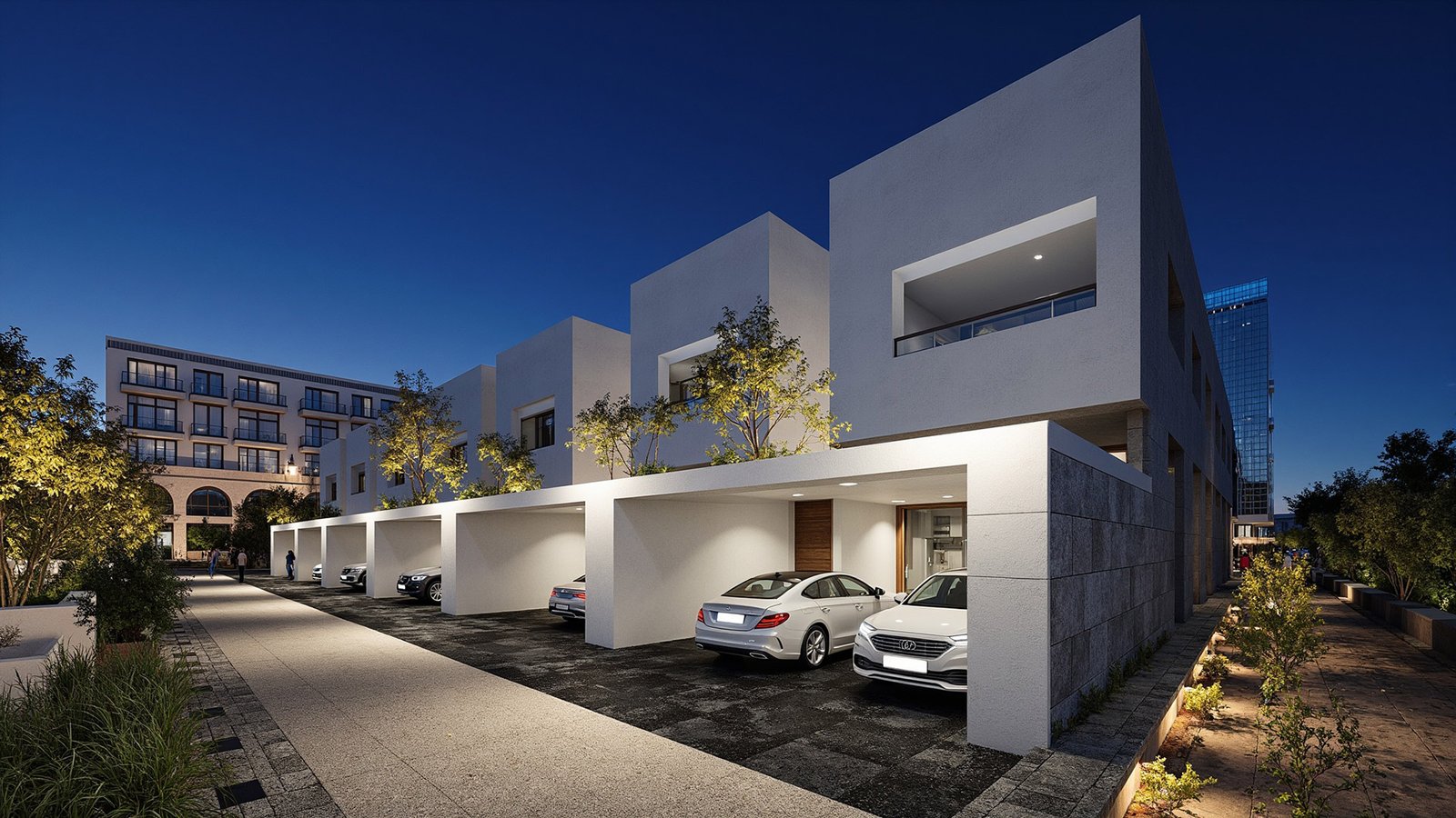 اسم وموقع المشروع :   تاون هاوس  – الامارات الشارقة     التصنيف :  مجمع سكني    المساحة :  4000 متر مربع    حالة المشروع :   قيد التصميم