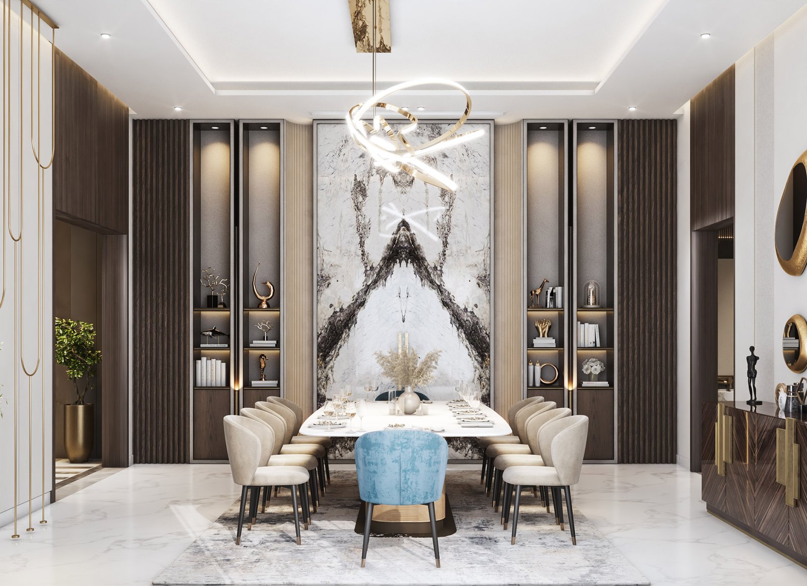 اسم وموقع المشروع :  الحديث والعصري – الامارات دبي      التصنيف :  تصميم داخلي - خاص     المساحة :  1100 متر مربع    حالة المشروع :   قيد الانشاء