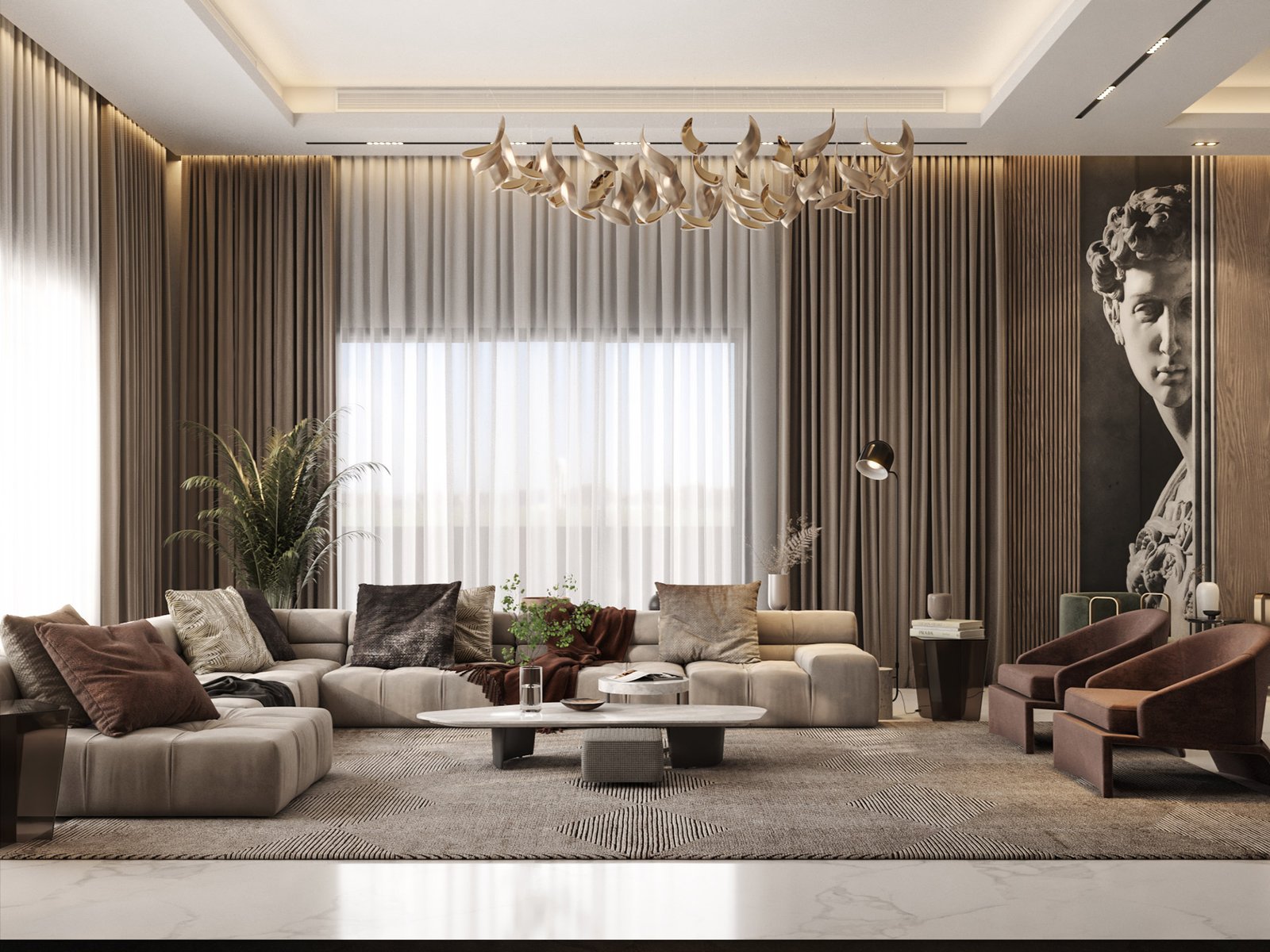 اسم وموقع المشروع :  الحديث والعصري – الامارات دبي      التصنيف :  تصميم داخلي - خاص     المساحة :  1100 متر مربع    حالة المشروع :   قيد الانشاء